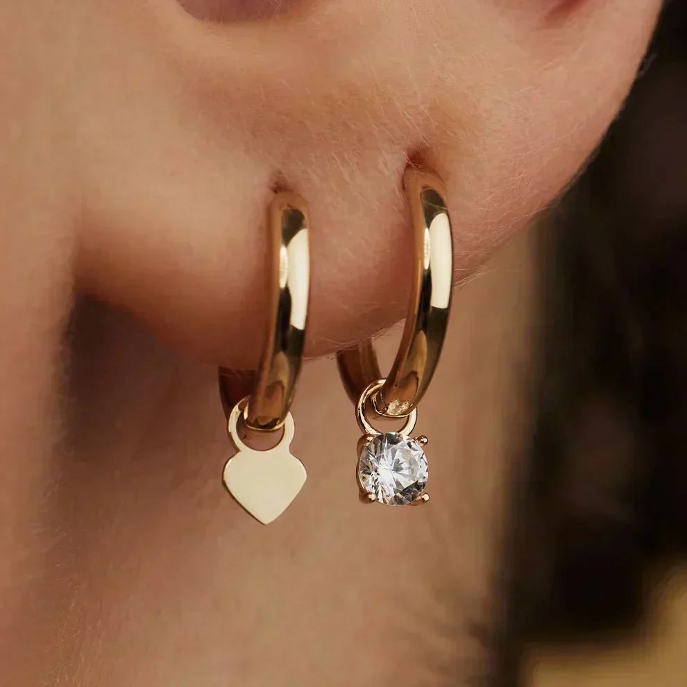 Celeste™ | Gold Stone Hoop Earrings - Image 3