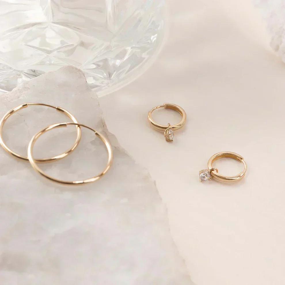 Celeste™ | Gold Stone Hoop Earrings - Image 4