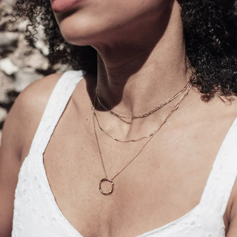 Circa™ | Gold Open Circle Three Row Necklace - Image 3