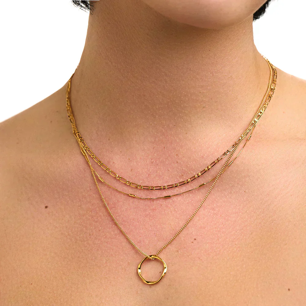 Circa™ | Gold Open Circle Three Row Necklace - Image 4