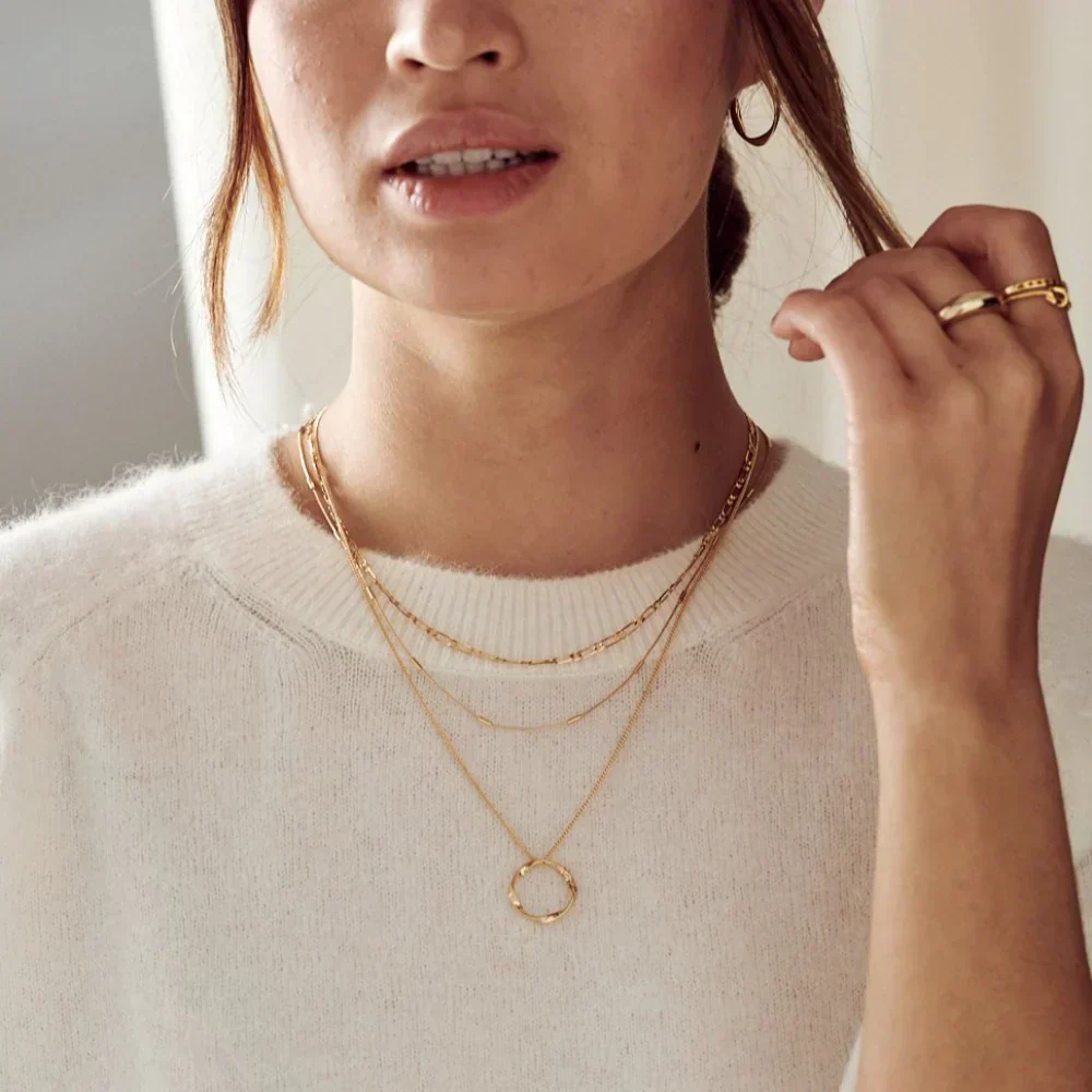 Circa™ | Gold Open Circle Three Row Necklace - Image 7
