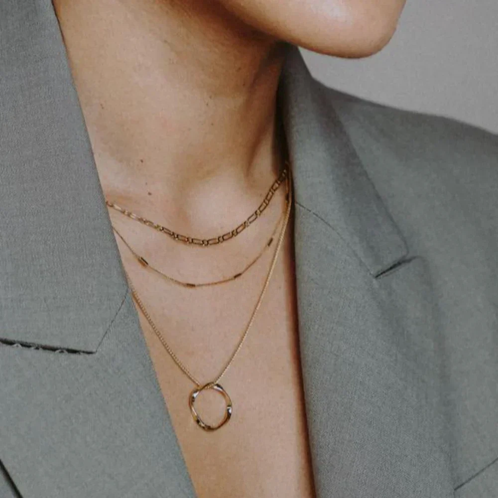 Circa™ | Gold Open Circle Three Row Necklace - Image 8