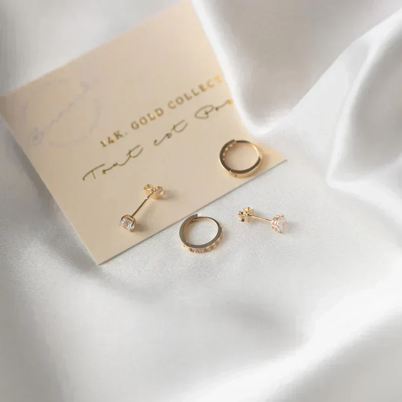 Larmes™ | Gold Stone Stud Earrings - Image 7