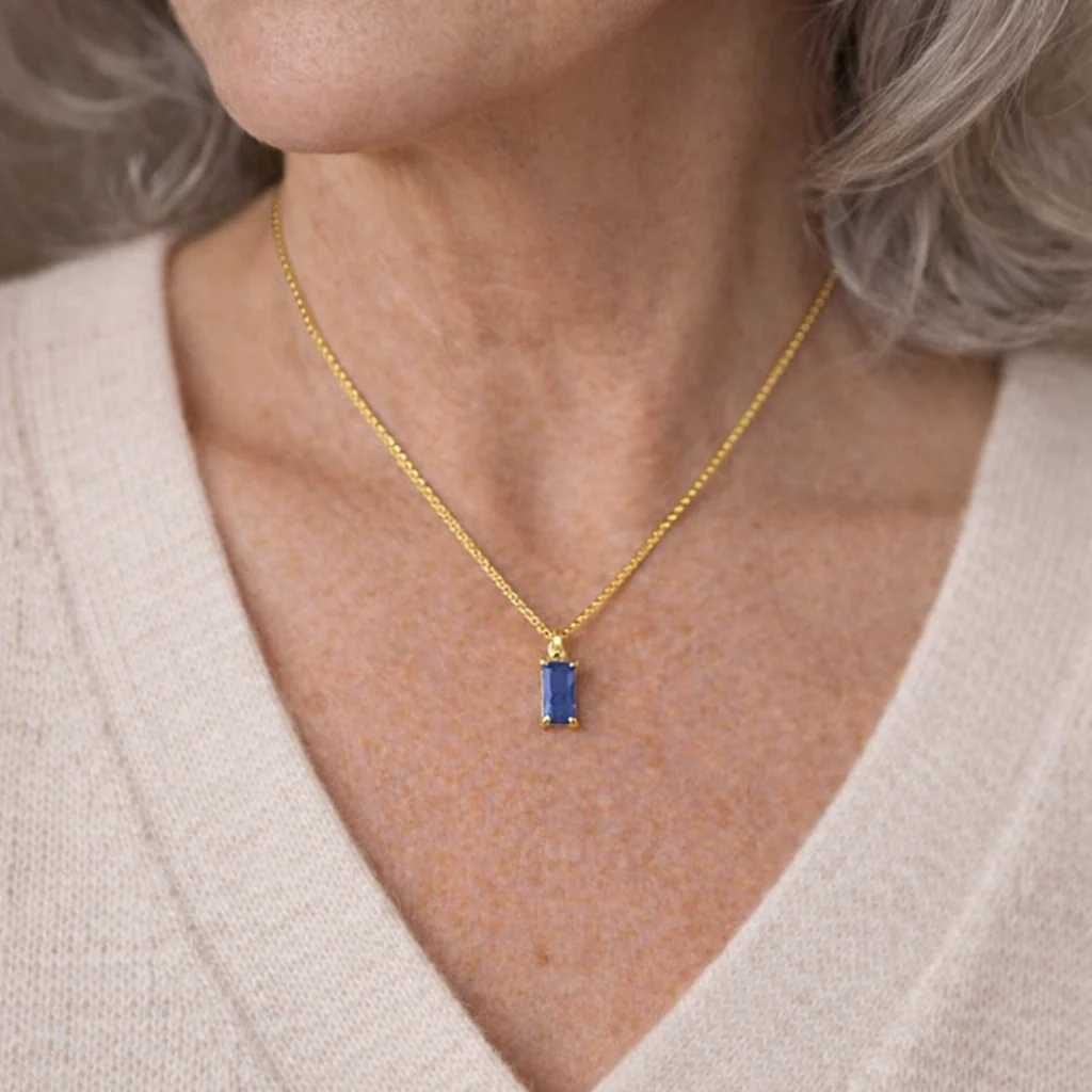 Minimalist Sapphire Pendant Necklace - Image 2