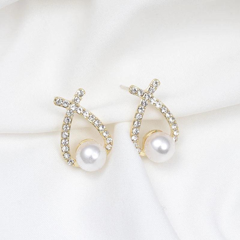 Pearl earrings with glitter - Image 2