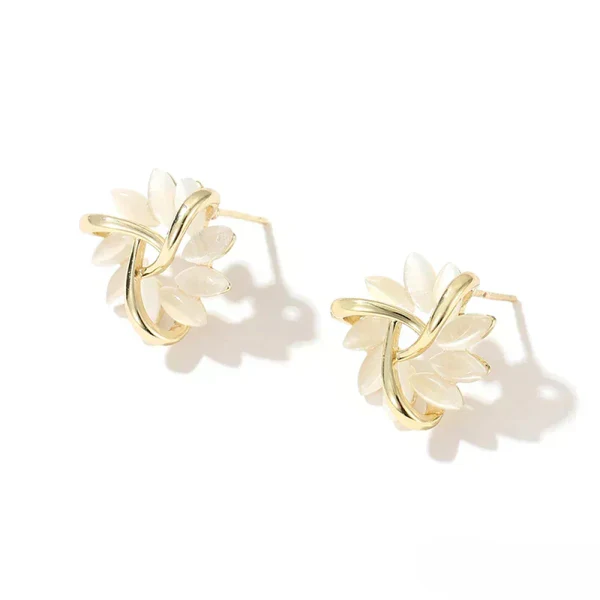 Sienna™ | Elegant Opal Petal Circle Stud Earrings - Image 2