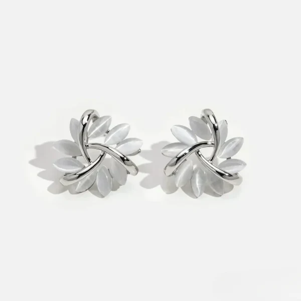 Sienna™ | Elegant Opal Petal Circle Stud Earrings - Image 3
