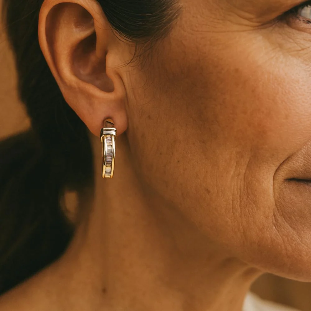 Vintage gold and diamond earrings - Image 2